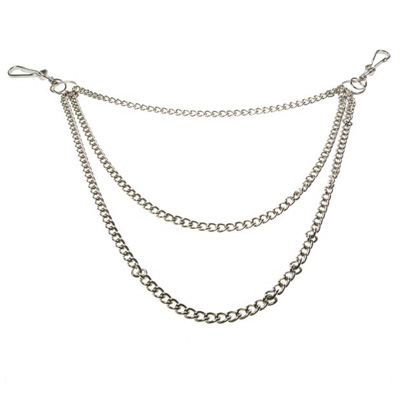 Bullet 69 Funky Punk - Triple Chaîne de portefeuille/chaîne de hanche - Couleur argent